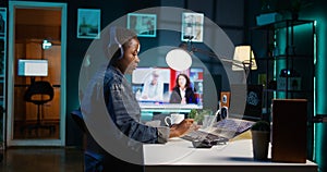 Computer scientist at home updating artificial intelligence neural networks