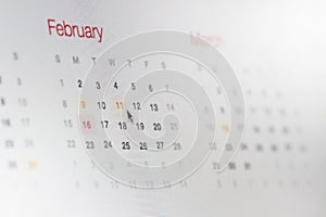 Computer screen calendar dates