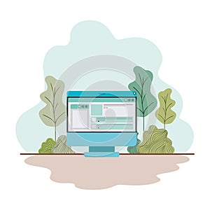 Computer screen with calendar isolated icon