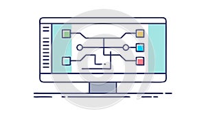 Computer Screen with Circuit Board for Tech and Data, vector design Generative AI