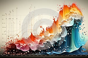 A computer screen with a colorful wave on it. Generative AI image.