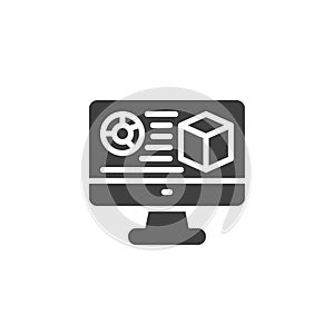 Computer screen with data chart vector icon