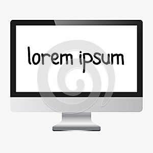 Computer screen display isolated on white background