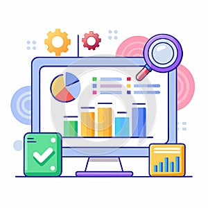 Computer screen displaying analytics charts and graphs