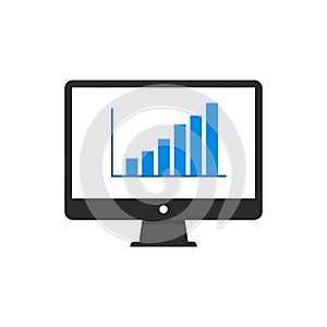 Computer screen displaying a bar graph in minimal vector art