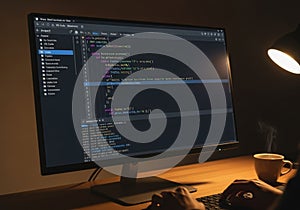 A computer screen displaying code in