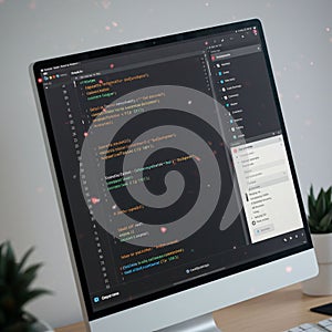 Computer screen displaying a coding interface, featuring syntax-highlighted code with