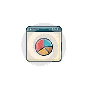 Computer Screen Displaying Colorful Pie Chart for Web Analytics and Data Visualization
