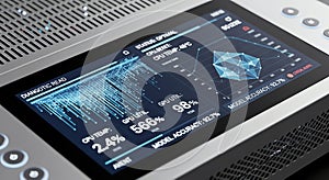 Computer Screen Displaying Data Analysis, CPU, GPU, and Model Accuracy