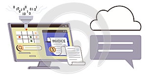 Digital Invoice Management and Cloud Data Integration Concept