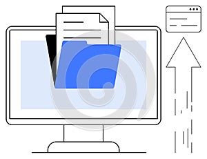 Digital File Upload with Folder and Documents on Desktop Screen