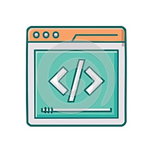 Computer screen displaying HTML code tags in a browser window for web development and programming