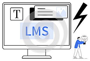 Digital Learning Management System Interface with Creative Concept Elements