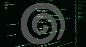 Computer screen displaying programming code. The text appears in syntax-