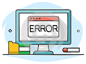 Computer screen displaying an urgent error message, symbolizing a system breakdown, software bug, or technical issue