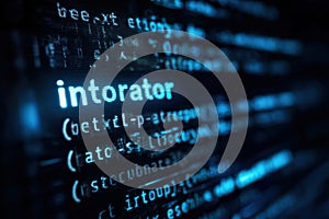A computer screen displays a vast array of lines of complex code on it