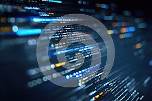 A computer screen displays a vast array of lines of complex code on it
