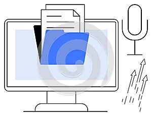 Digital File Sharing and Communication Concept with Folder and Microphone Elements