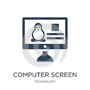 computer screen linux icon in trendy design style. computer screen linux icon isolated on white background. computer screen linux photo