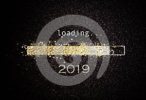 Computer screen with loading bar for 2019