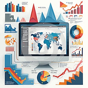 a computer screen with a map and graphs