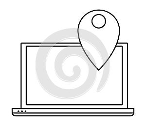Computer screen techonology icon cartoon in black and white