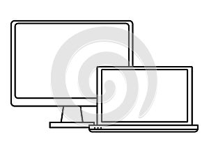 Computer screen techonology icon cartoon in black and white photo