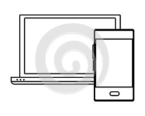 Computer screen techonology icon cartoon in black and white photo