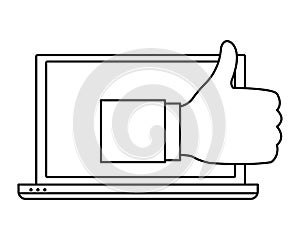 Computer screen techonology icon cartoon in black and white photo