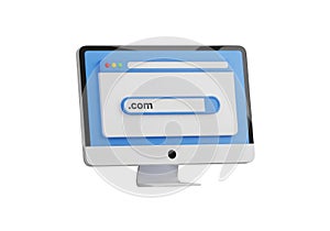 Computer screen with url bar isolated on transparent background