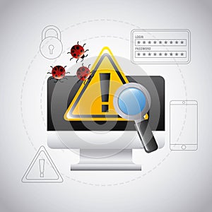 Computer screen warning virus search technology