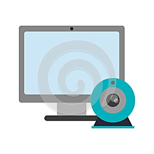 Computer screen and webcam symbol