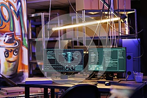 Computer screens displaying ransomware