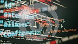 Computer script. Software background. Source code photo. Website programming code. Programmer developer screen. Developer working