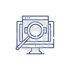 Computer search line icon concept. Computer search flat  vector symbol, sign, outline illustration.