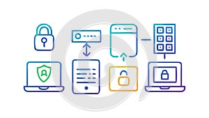 Computer Security API Integration Icons, vector design Generative AI