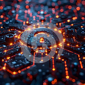 Computer Security Background: Lock Icon, Encryption Keys, Firewall