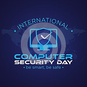 Computer Security Day letter emblem in flat style