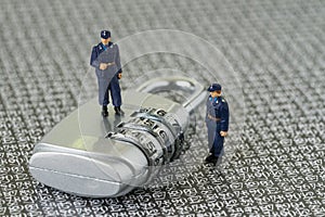 Computer security or hacker protection concept, with miniature f