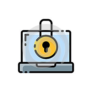 Computer security icon in filled line style