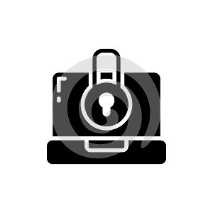 Computer security icon in glyph style