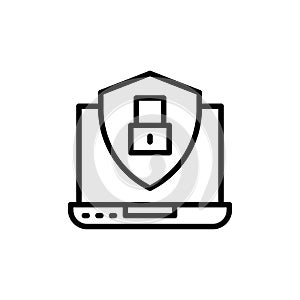 Computer security icon isolated on white background. vector in line style