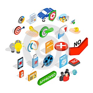 Computer security icons set, isometric style