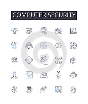 Computer security line icons collection. News, Reporting, Investigative, Ethics, Integrity, Objectivity, Editorial