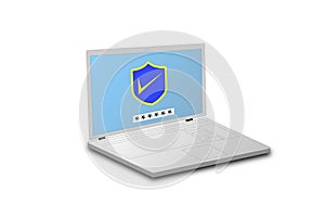 Computer security, online security and personal data protection online. Password protected computer