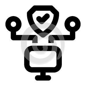 Computer Security, Secure Computer Outline Icon