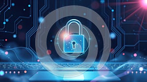 computer security and secure connection concept or cyber security service, security lock with login and connection