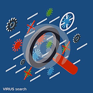 Computer security, virus search, antivirus, data protection vector concept