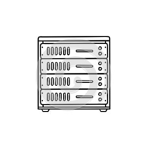 Computer server hand drawn outline doodle icon.