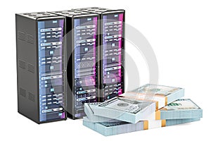 Computer Server Racks with dollar packs, e-business